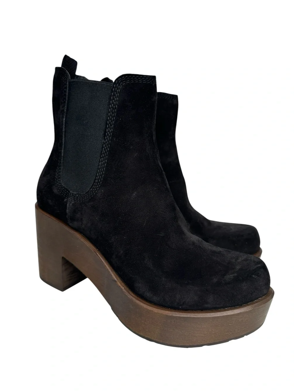 Pedro Garcia Dalmi Black Suede Platform Chelsea Boots Sz: IT 38.5/US 8.0-8.5